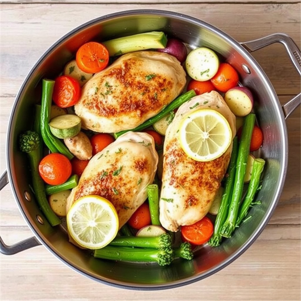 One-Pan Organic Lemon Herb Chicken with Vegetables