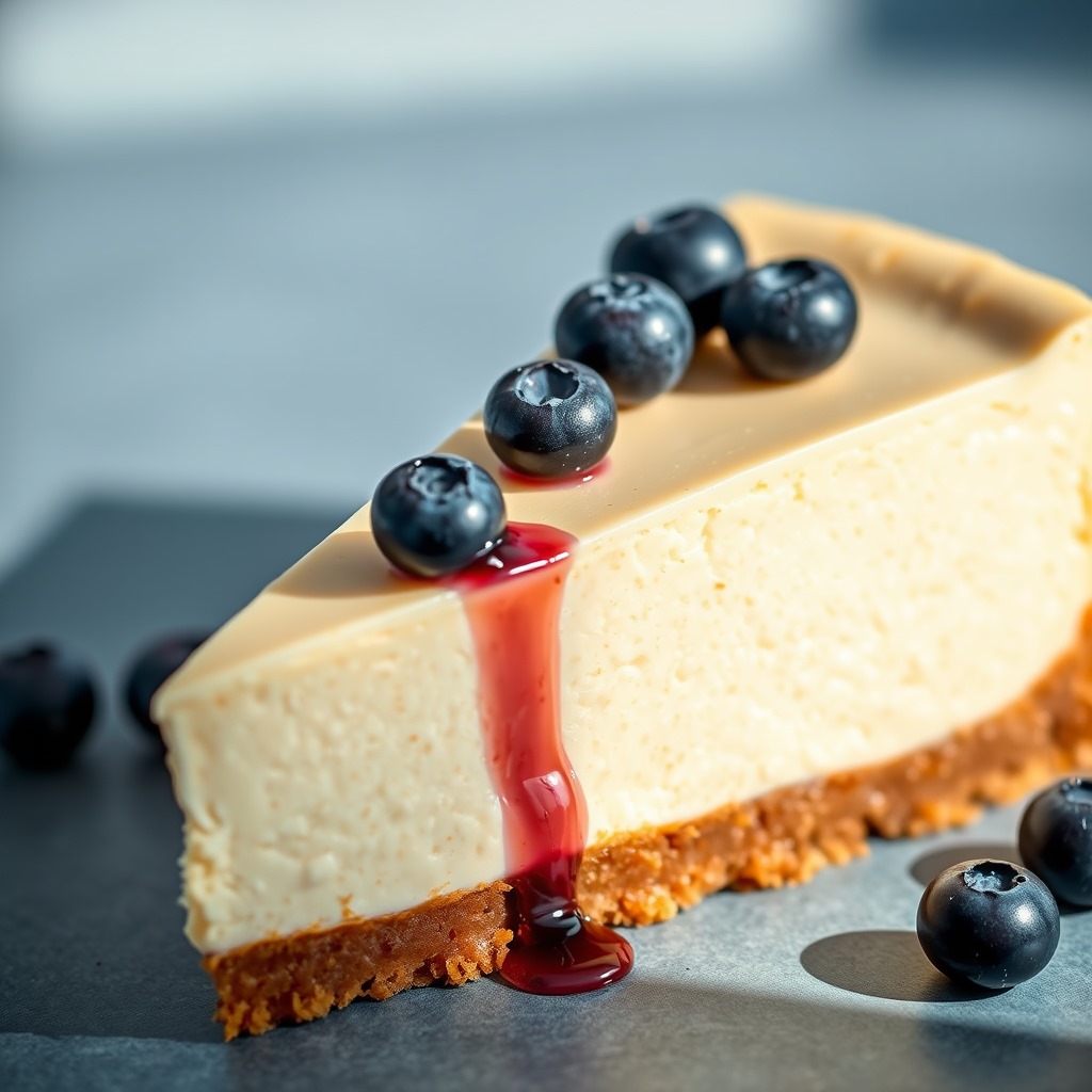 Vanilla Bean and Blueberry Organic Cheesecake