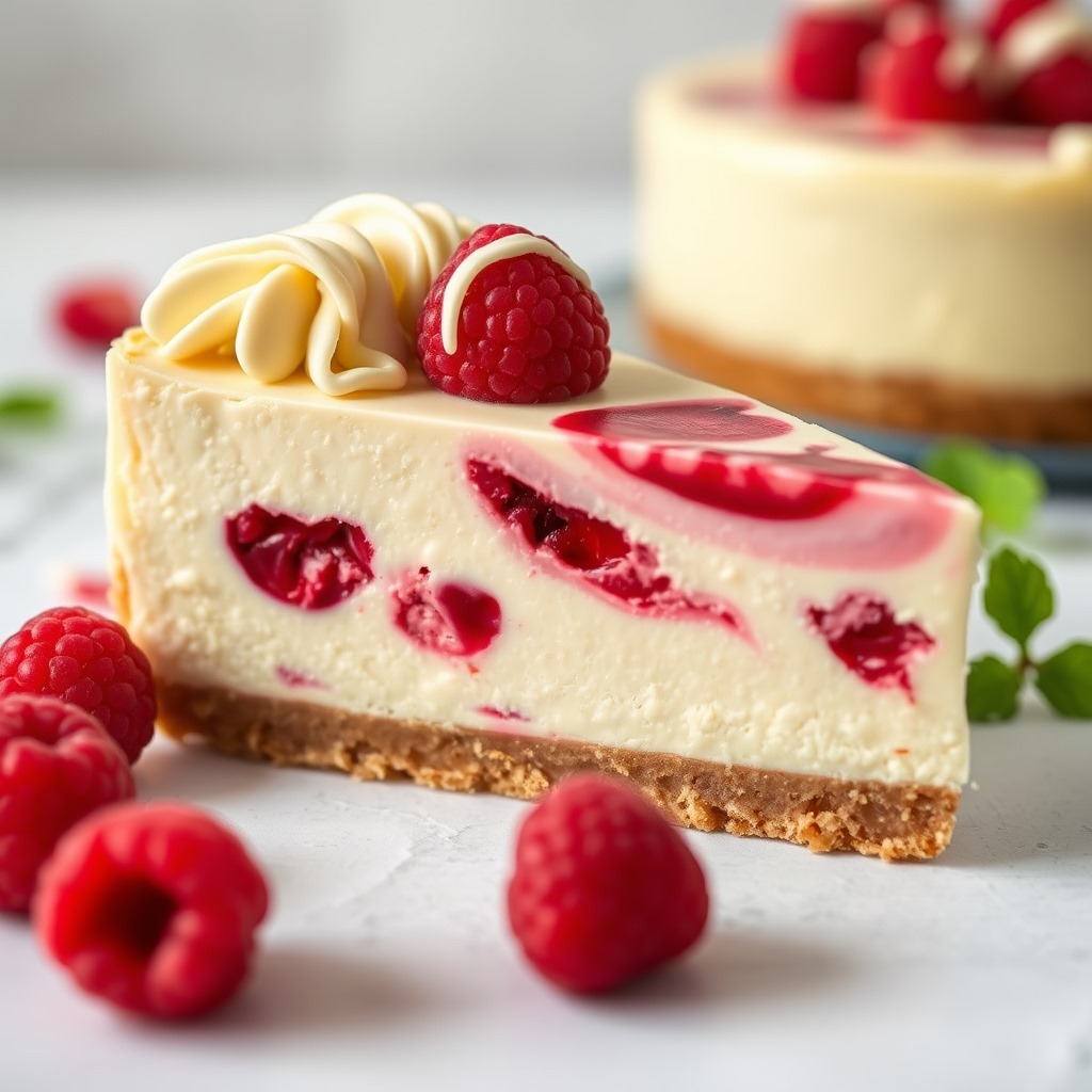 Raspberry White Chocolate Organic Cheesecake