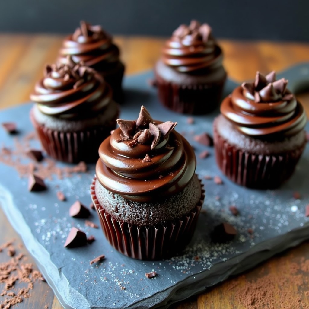 Organic Chocolate Cupcakes with Ganache Frosting