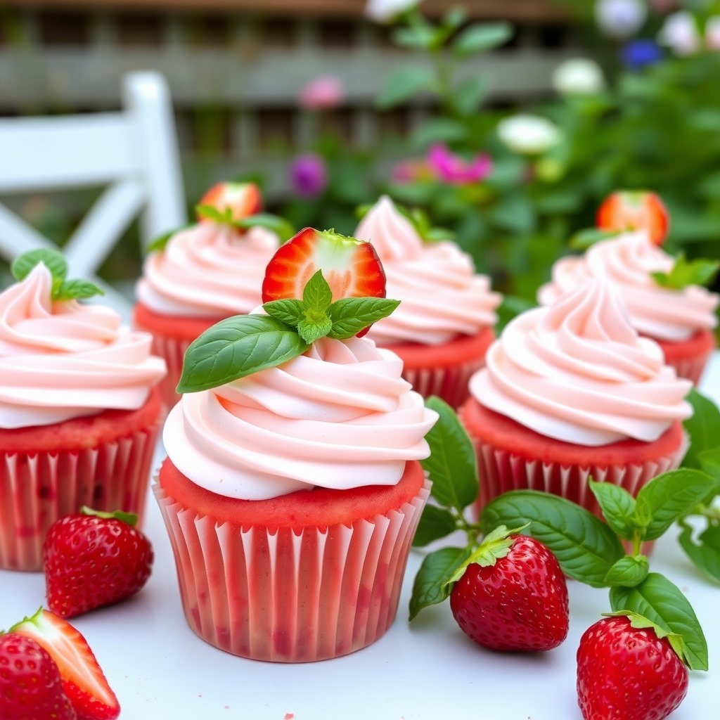 Organic Strawberry Basil Cupcakes