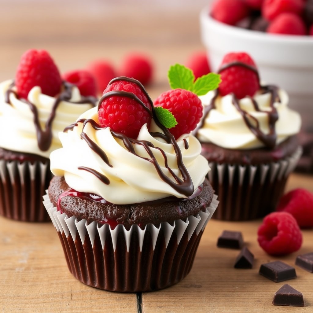 Organic Dark Chocolate and Raspberry Cupcakes