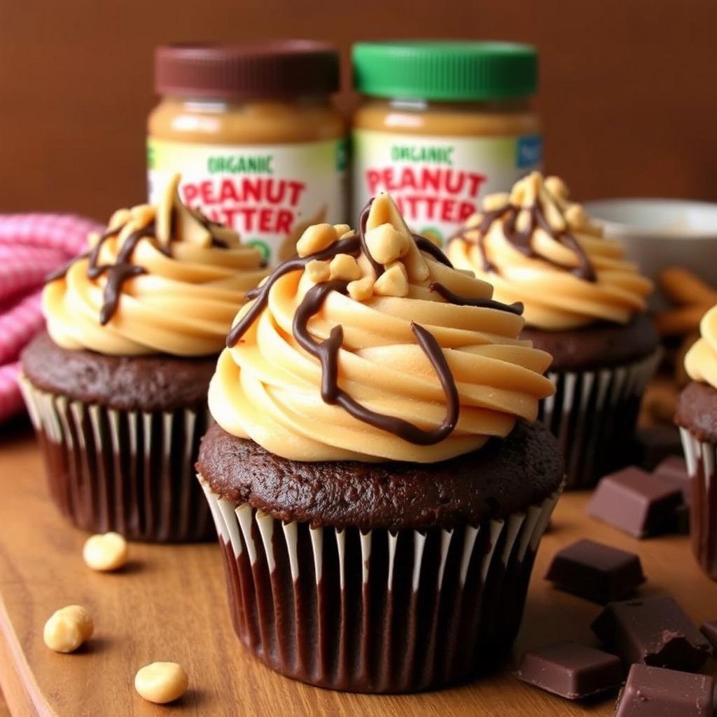 Organic Chocolate Peanut Butter Cupcakes