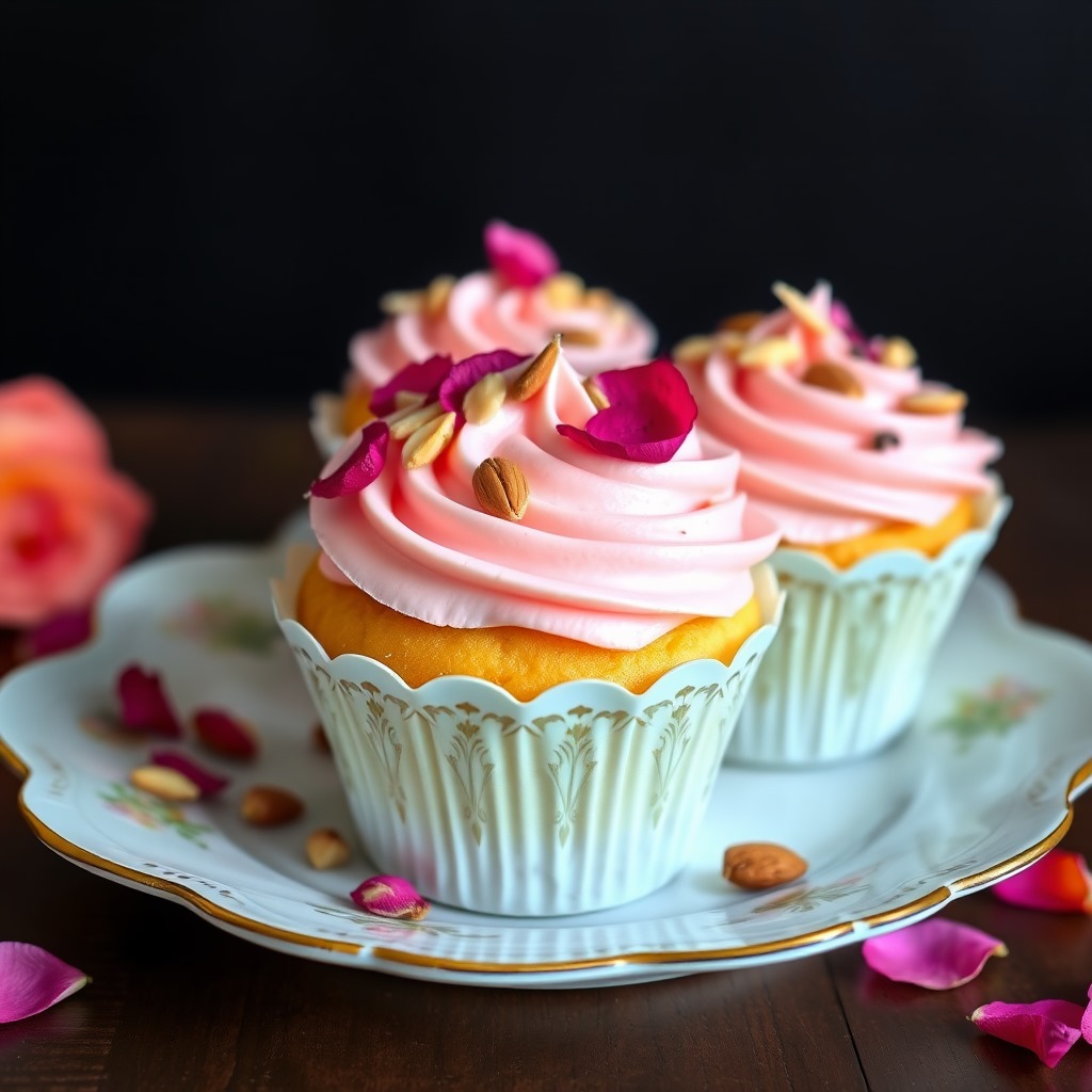 Organic Almond Rosewater Cupcakes