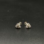 Pure Silver Three Zirconia Stud Earring