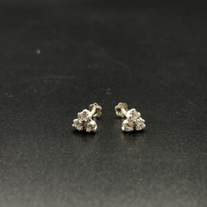 Pure Silver Three Zirconia Stud Earring