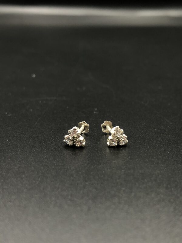 Pure Silver Three Zirconia Stud Earring