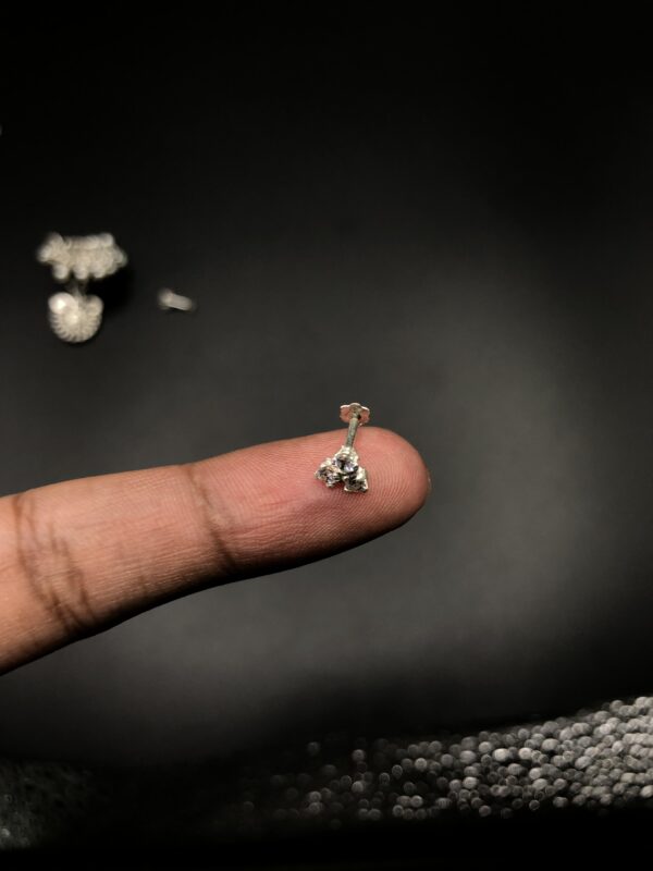 Pure Silver Three Zirconia Stud Earring